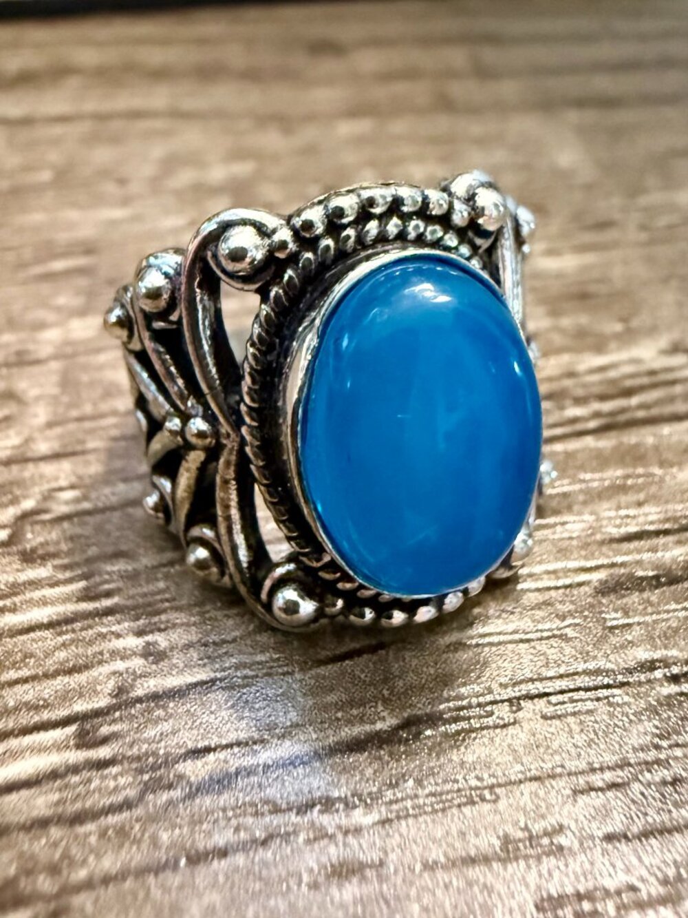 Sterling Silver Blue Chalcedony ring